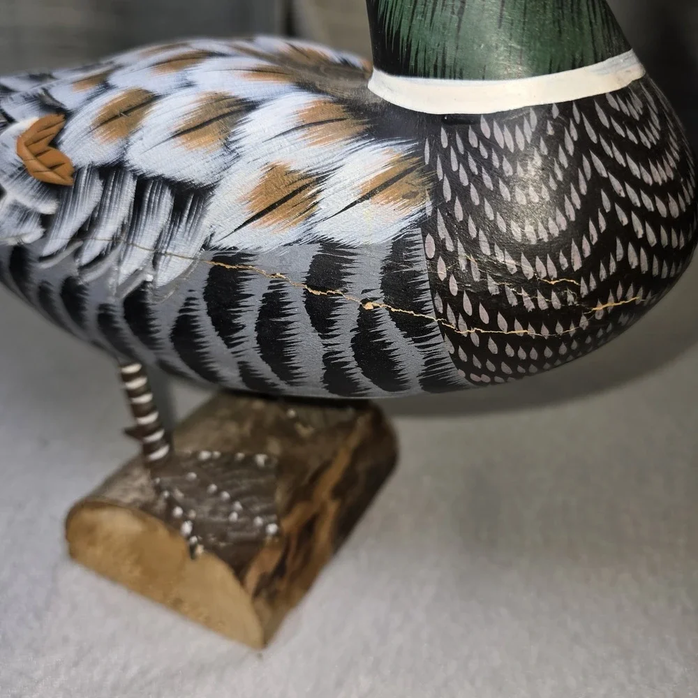Vintage Wood Duck Decoy‎ Mallard Hand Painted Rustic Grandmacore Farmhouse Decor